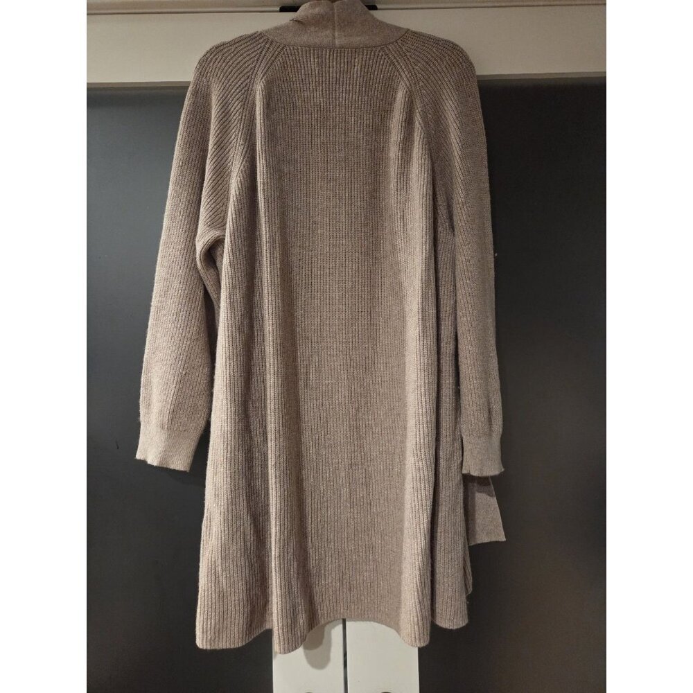 LOFT Plus Size 24/26 Beige Ribbed Open Front Long Cardigan Sweater - Picture 2 of 5